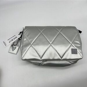 Shawn Killinger X IHKWIP Stylish Silver Quilted Bag with Pink Strap